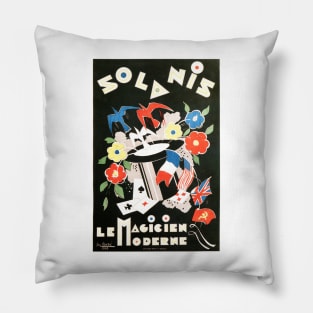 SOLANIS Le Magicien Moderne 1945 Vintage French Theater Magic Performance Pillow