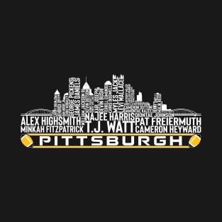 Pittsburgh Football Team 23 Player Roster, Pittsburgh City Skyline T-Shirt