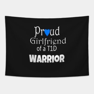 Proud Girlfriend - White Text - Blue Heart Tapestry