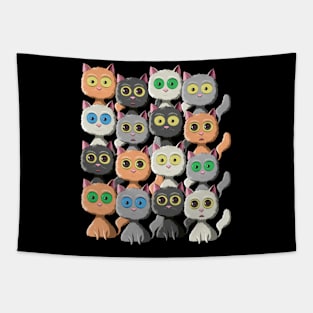 Cute & Creepy Kawaii Cats Funny Sarcastic Anime Cat Lovers Tapestry