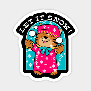Let it Snow Winter Kitten Magnet