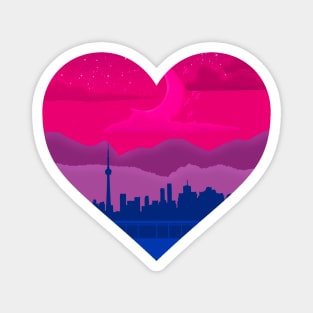 Bisexual mountain cityscape subtle heart Magnet