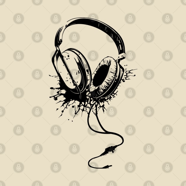 Black Headphone by Delicious Art