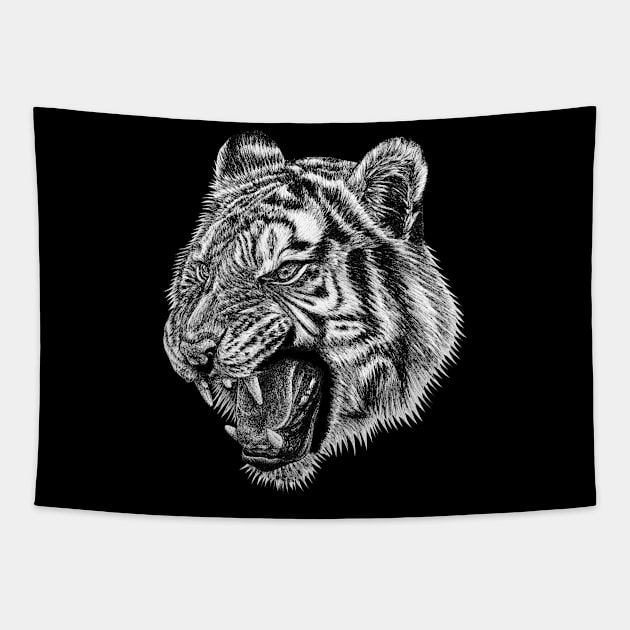 Fierce tiger Tapestry by lorendowding