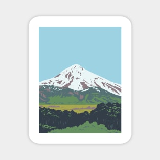 Volcan Lanin or Lanin Volcano between Argentina and Chile WPA Art Deco Poster Magnet