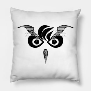 Own the Night: Striking Black Bold Owl Design Pillow