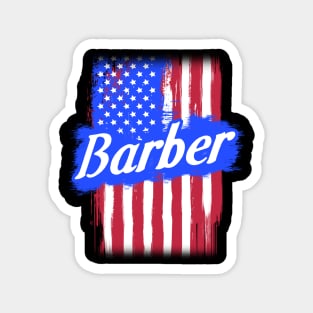 American Flag Barber Family Gift For Men Women, Surname Last Name Magnet