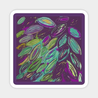 Watercolor Leaves in Purple Teal Blue Gold Magnet