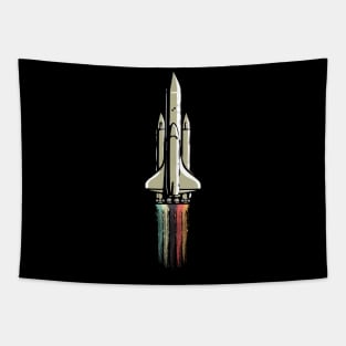 ASTRONOMY - RETRO ROCKET IN SPACE Tapestry