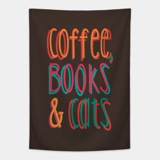 Coffee, Books and Cats Tapestry