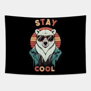 Stay Cool Funny Hip Polar Bear With Sunglasses Retro Design Tapestry