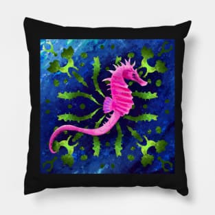 Pink Seahorse in the Ocean Pillow