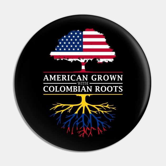 American Grown with Colombian Roots - Colombia Shirt Pin by Family Heritage Gifts