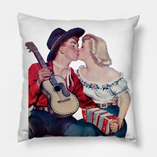 Valentine's day country couple kissing and making music Pillow