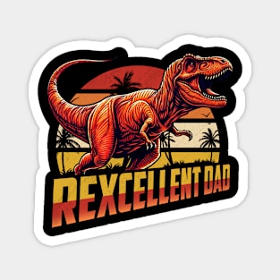 Rexcellent Dad Fathers Day Retro Dinosaur T Rex Papa Grandpa Magnet