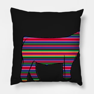 Serape Show Steer Silhouette  - NOT FOR RESALE WITHOUT PERMISSION Pillow