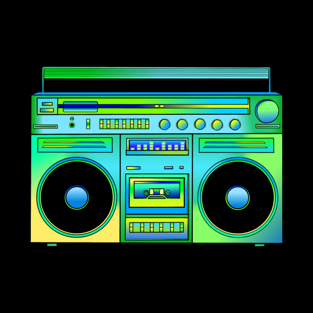 Green and Gold Eighties Boombox by Art by Deborah Camp