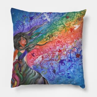 a beautiful mind colorful ink painting Pillow