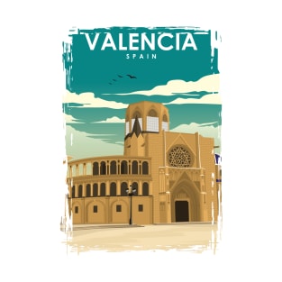 Valencia Spain Vintage Minimal Retro Travel Poster T-Shirt
