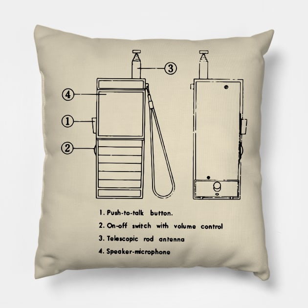 Walkie Talkie Secret Technology Schematic Communication Pillow by callingtomorrow