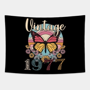 Floral Butterfly Retro Vintage 1977 46th Birthday Tapestry