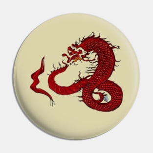 red dragon with beige background Pin