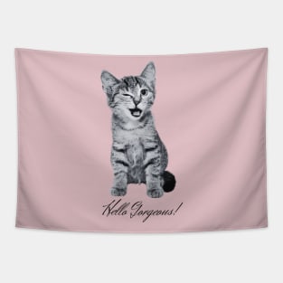 Hello Gorgeous - Cute Kitten - Cat Winking Tapestry