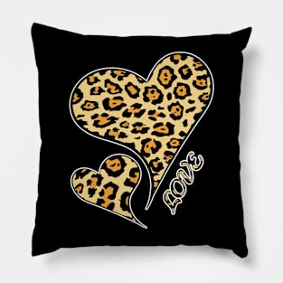 Hearts Leopard Cheetah Print Love Animal Lovers Pillow