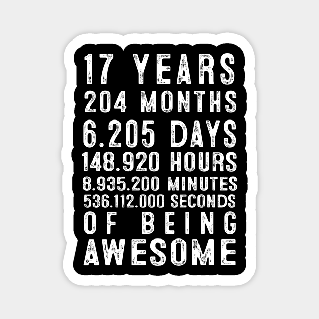 17th Birthday17 Years 204 Months Of Being Awesome 17 Years