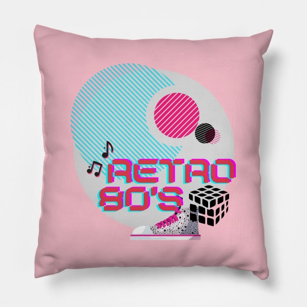 Retro 80's - Vintage Graphic art with Nostalgia Pillow by Apathecary