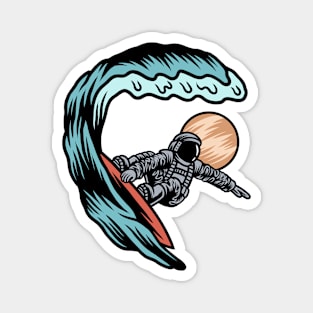 Surfing Astronaut Riding a Wave Magnet