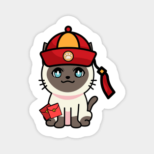 Funny siamese cat celebrates lunar new year Magnet