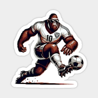 Sasquatch Bigfoot With Sunglasses Playing Soccer Magnet