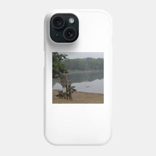 Foggy morning at the lake Phone Case