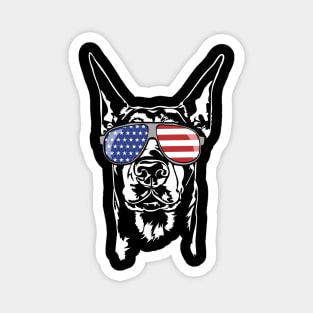 Doberman Pinscher American Flag sunglasses patriotic dog Magnet