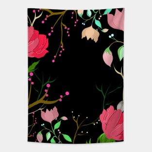 Black floral art Tapestry