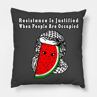 Resistance Is Justified When People Are Occupied Watermelon Keffiyeh Free Palestine With Eyes - Wrapped - Front Pillow