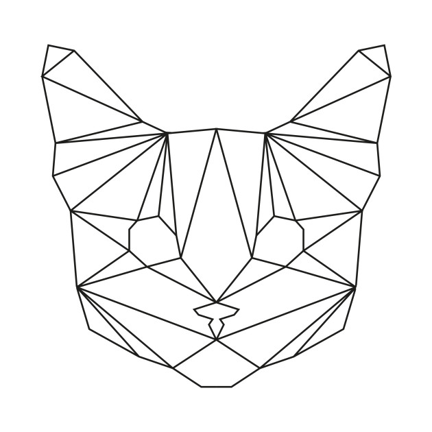 Geometric Black Cat - Cat - T-Shirt | TeePublic