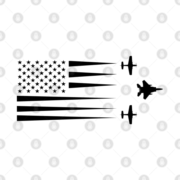 F-15 Eagle P-51 Mustang American Flag by Dirty Custard Designs 