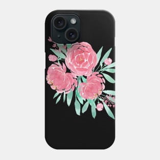 Watercolor peonies bouquet Phone Case