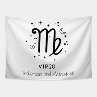 Virgo Personality Black Text Tapestry