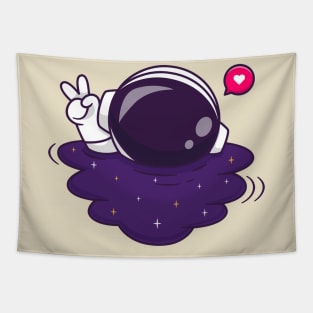 Cute Astronaut Drowning in Space Cartoon Tapestry