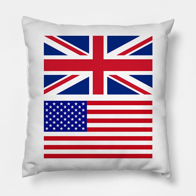 America and Uk Flag Pillow by Islanr