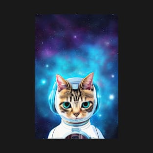 Funny Cat Space Astronaut Cute Cool Psychedelic Trippy T-Shirt