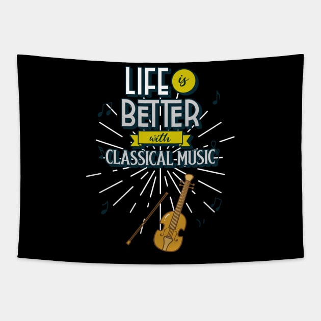 Life is Better with Classical Music Tapestry by Joco Studio