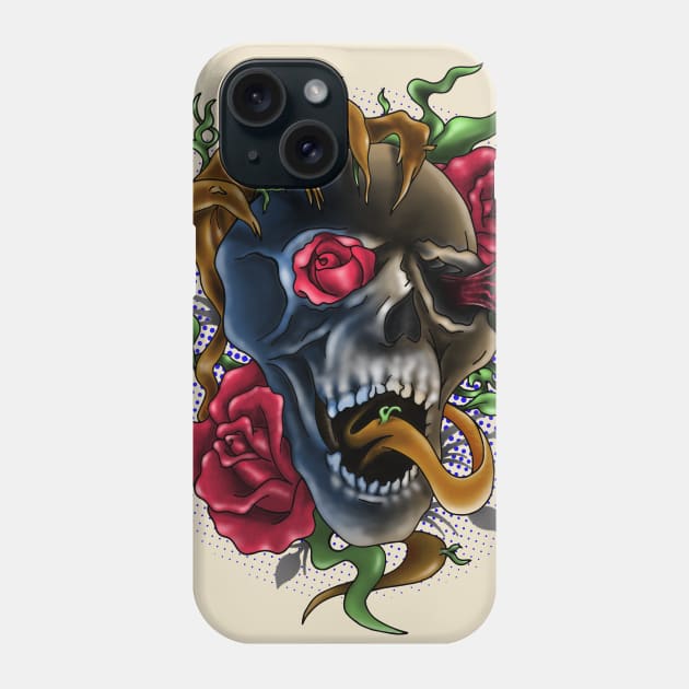 tattoo skull Phone Case by VicInFlight