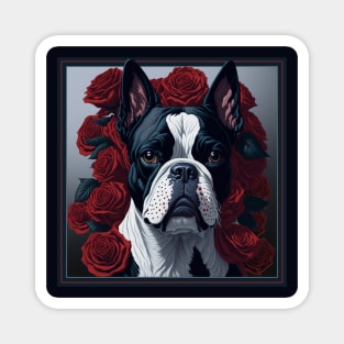 Boston Terrier red roses Magnet