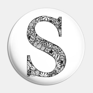 Floral Letter Capital S I Pin