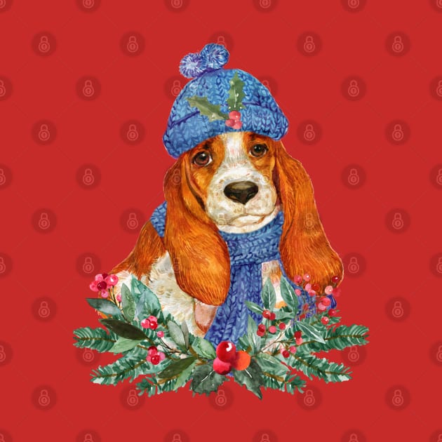 Christmas Basset Hound by Budwood Designs