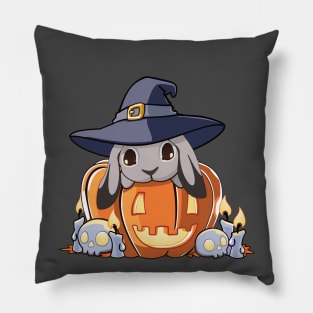 Grey Lop Bunny in a Pumpkin T-Shirt Pillow